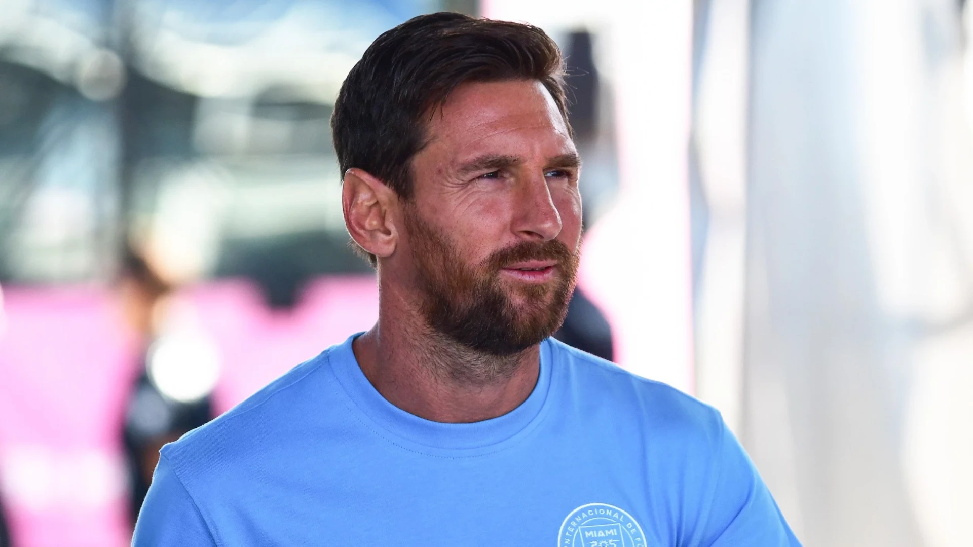 Leo Messi in a blue shirt, representing the philanthropic focus of the campaign